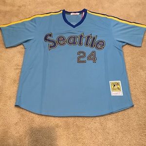 Ken Griffey Jr Seattle Mariners Jersey Mens XL NWT 1980’s baby blue !